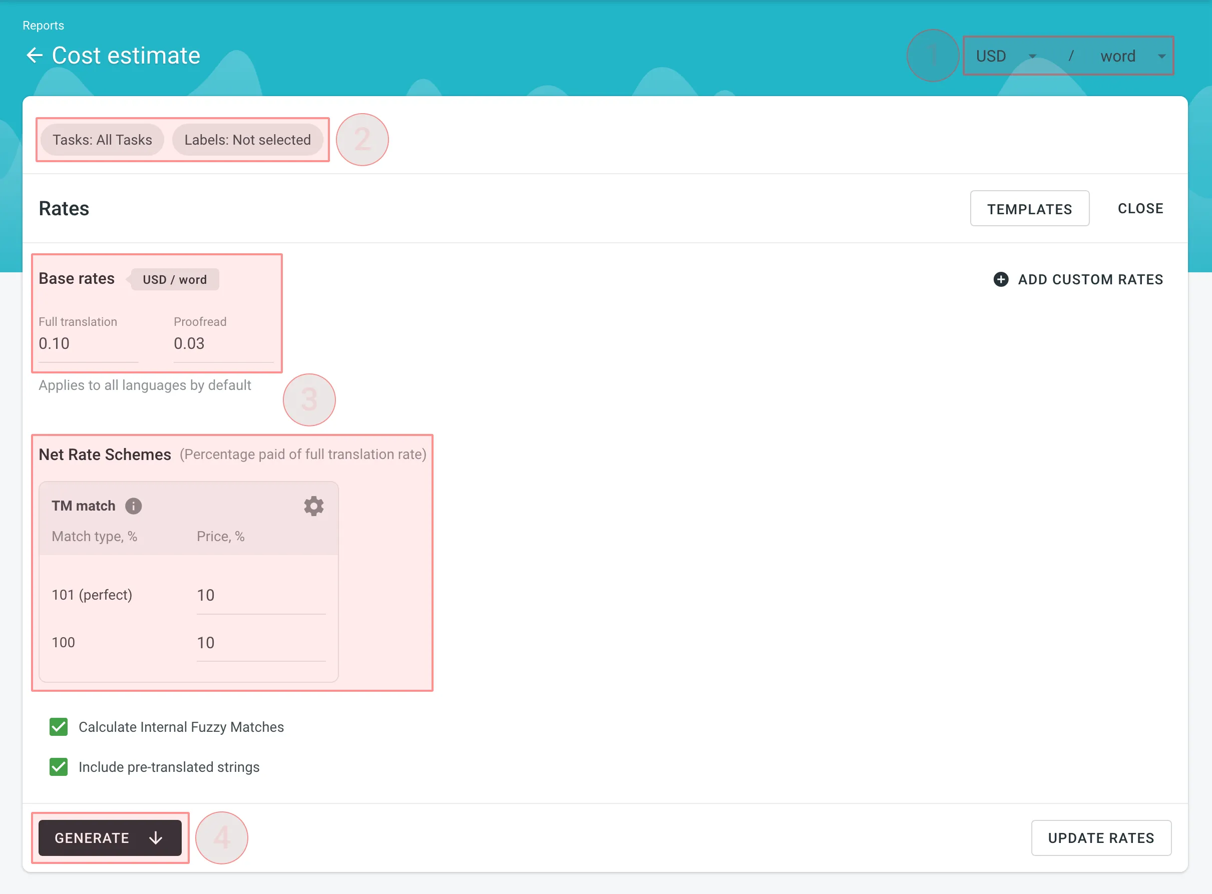 Generating Cost Estimate